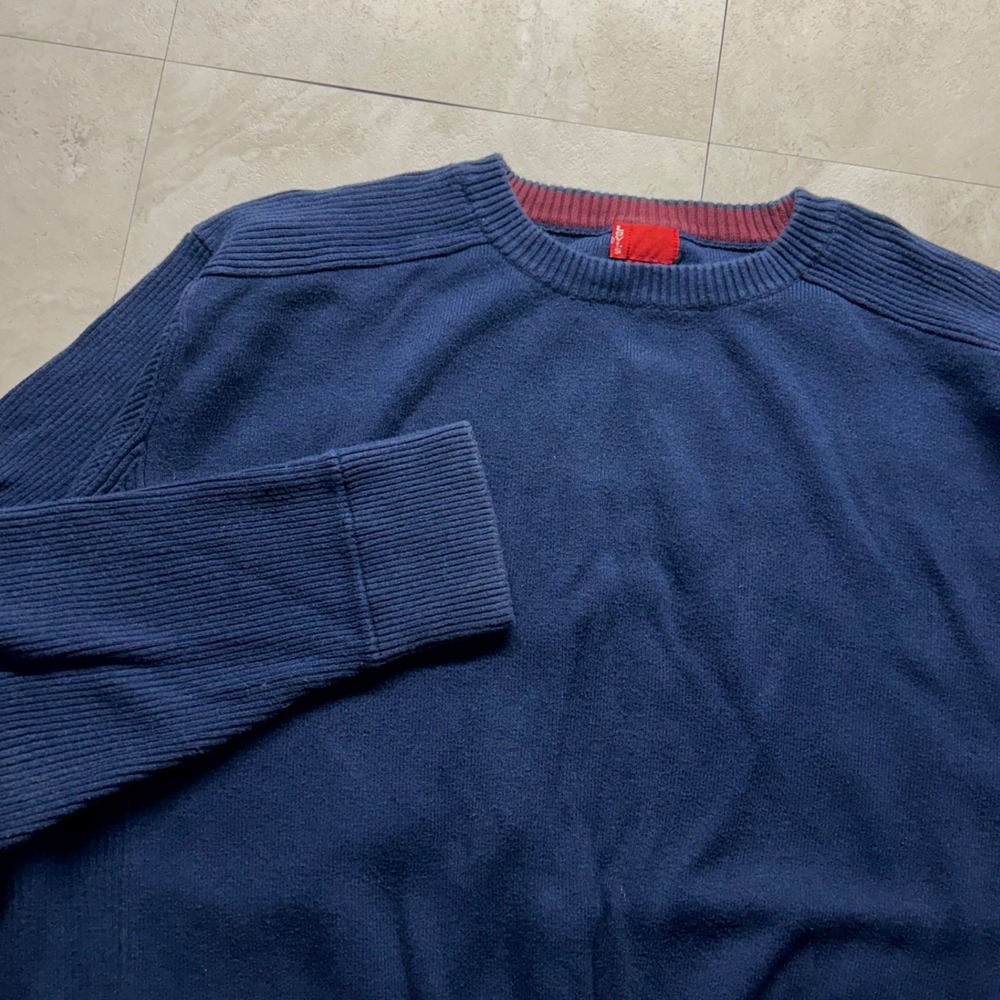 Levis Crewneck Sweater Navy Blue Mens XXL 100% Cotton Ribbed Knit Pullover